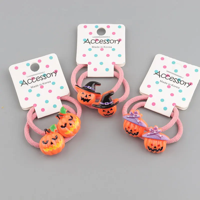 24 Optional Halloween Hair Accessories Children\'S Hair Rope Pumpkin Elastic Headband Cartoon Cat Girls\' Headwear Holiday Gift