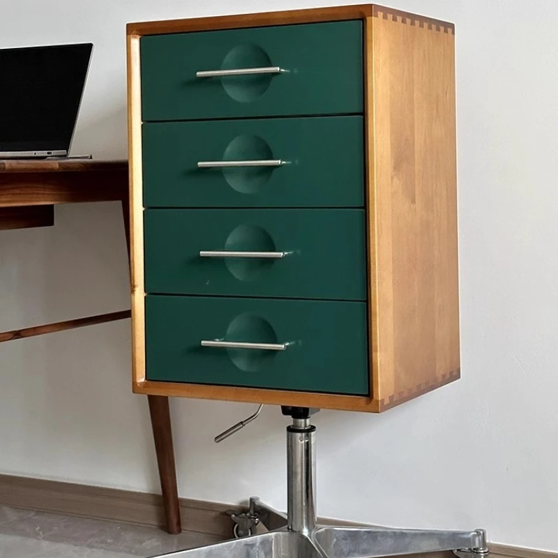 

Medieval mobile four-chest cabinet Lifting and rotating sofa side cabinet Bedroom storage display cabinet Bedside table