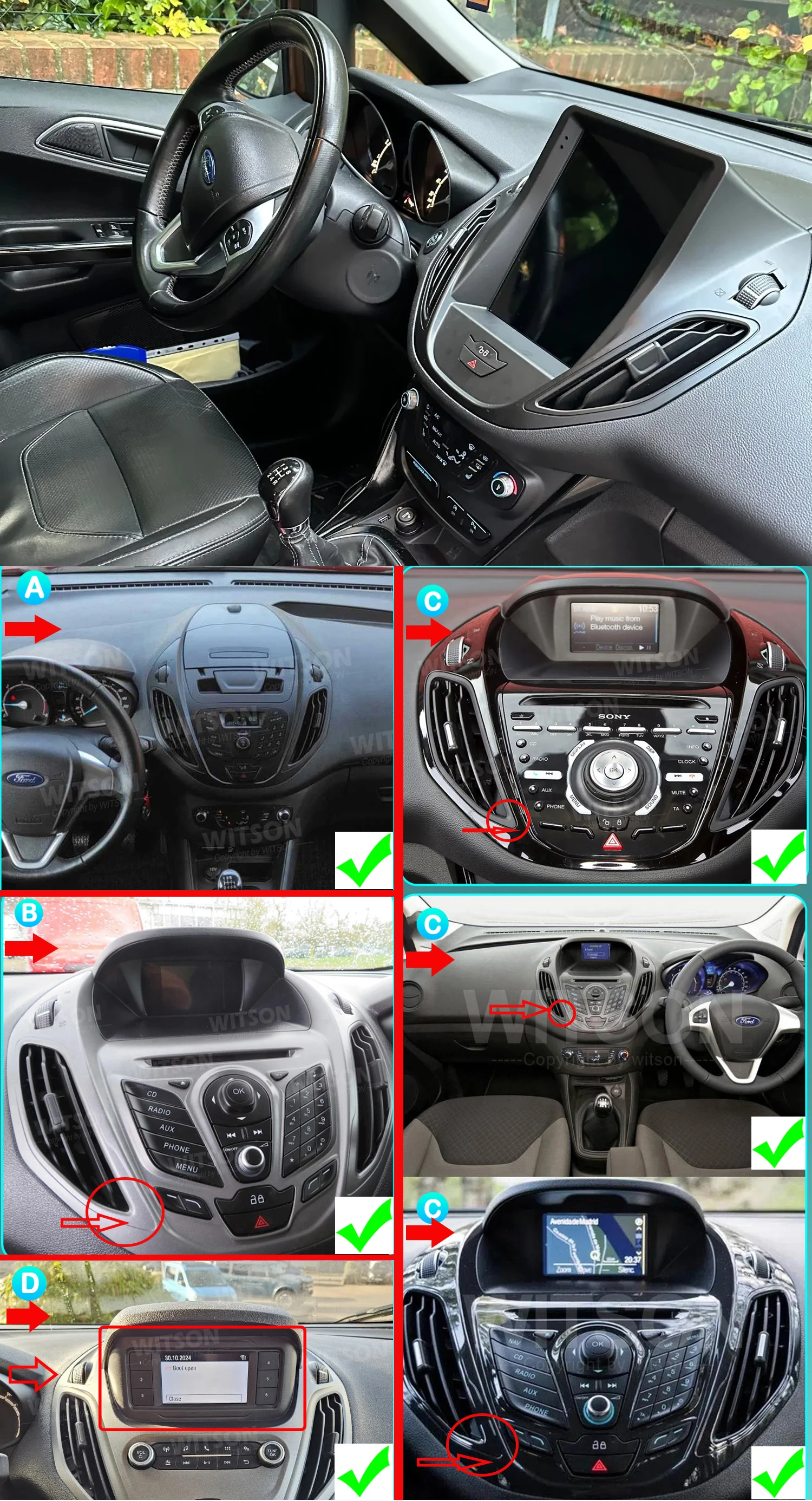 Auto 9,7 "Vertikale Auto Navigation Radio Android Für Ford Transit Courier B-Max Tourneo 2012-2017 WIFI Bluetooth Media Player