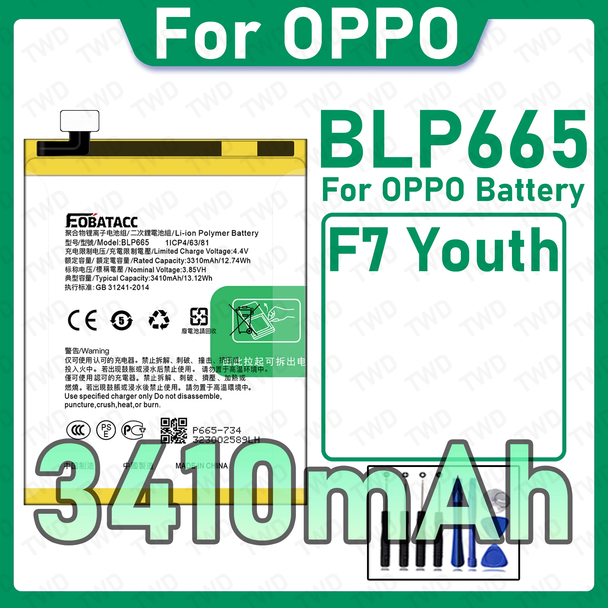 New High Quality Safe Durable BLP665 Battery For OPPO F7 Youth Replacement Long Lasting+Free Tools