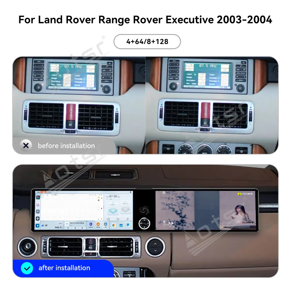 Qualcomm Dual 12.3 Inch CarPlay Radio For Land Rover Range Rover Executive 2003-2004 GPS Navigation HD Touch Screen Multimedia