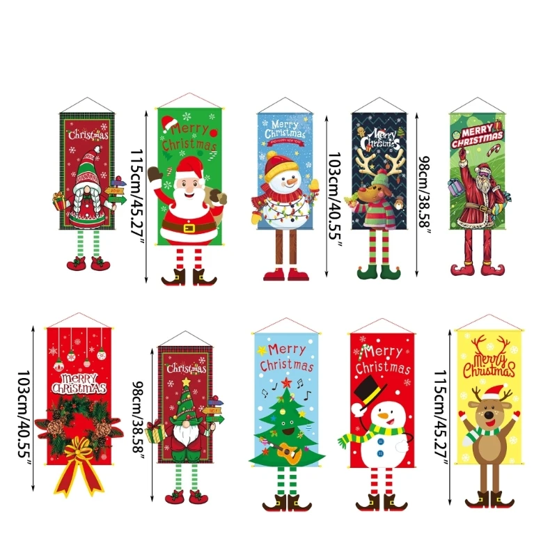 Decorazioni per feste Natale Haning Poster in stoffa Simpatico cartone animato Stampa appeso a parete