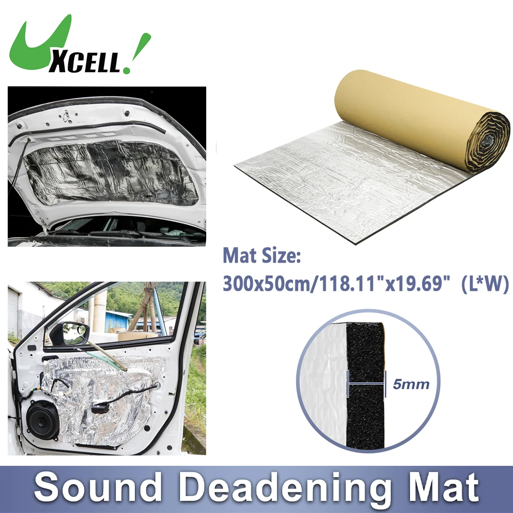 

UXCELL Car Sound Deadening Mat 5mm 300cmx50cm Aluminum Damping Universal for Door Hood Fender Thermal Insulation Multiple Sizes