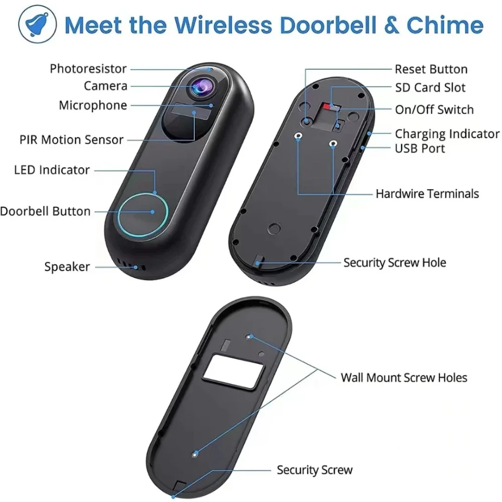 Tuya Doorbell Wireless Waterproof Camera Wifi Home Intercom 1080P Video Eye Digital Door Peepholes Motion Detection Interphone