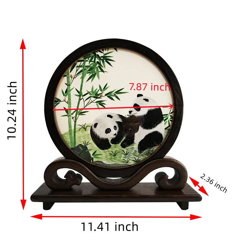 Chinese Silk Hand Embroidery Pattern Works Gift Items for Home Decoration Table Ornaments Vintage Room Decor with Ebony Frame