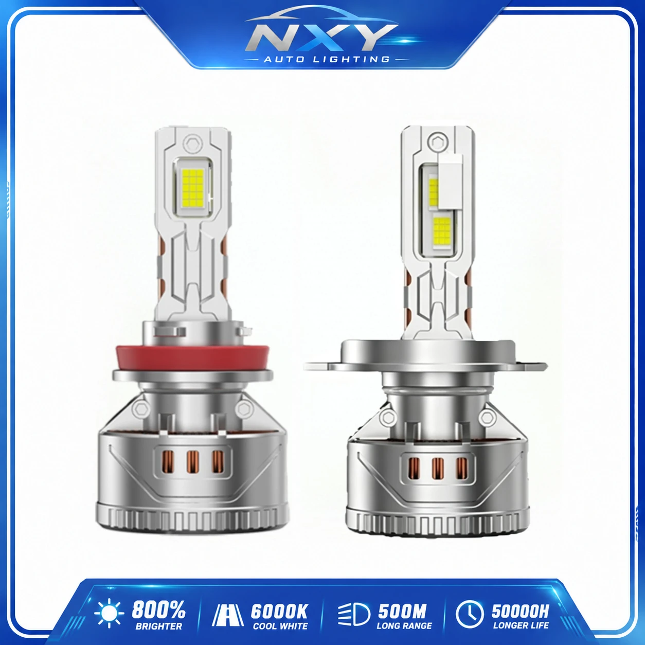 

NXY NX21 220W LED Headlight Bulb H7 H1 9005 Double Copper Tube Zinc Alloy Halogen Upgrade High Power Canbus Plug and Play