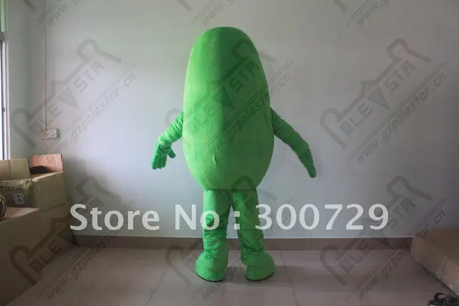 Novo personagem adulto feijão verde traje da mascote halloween vestido de natal adereços de corpo inteiro roupa traje da mascote