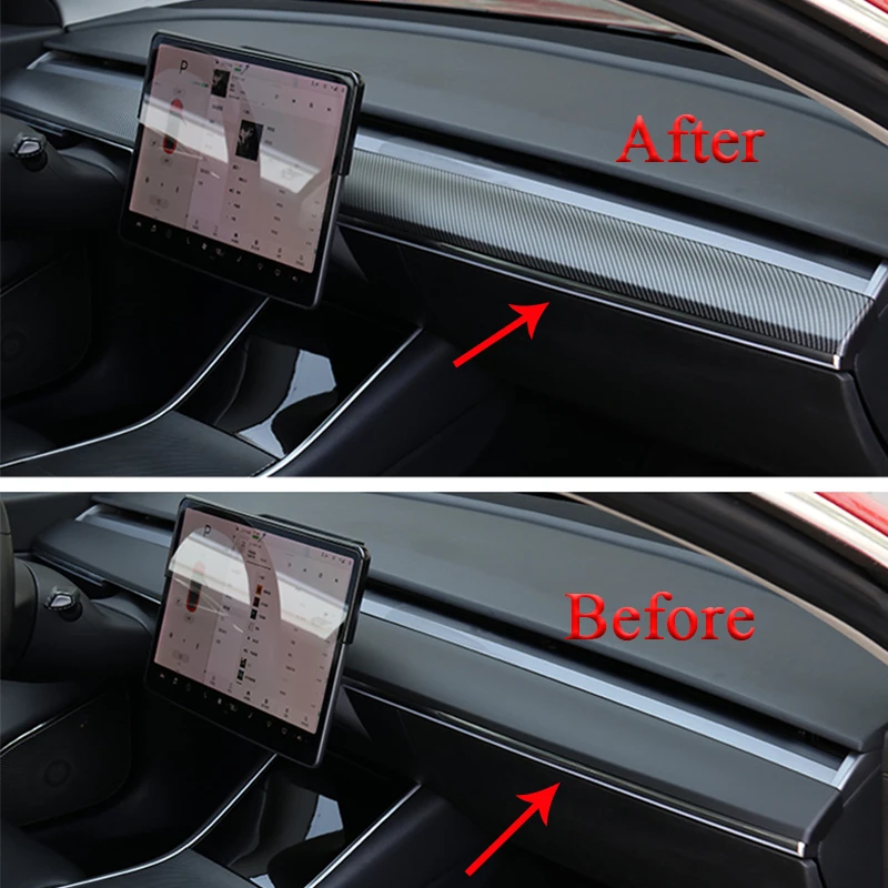 For Tesla Model 3 Car One-pieces Dashboard Cover Panel Sticker Center Console Decoration Interior Modification Accessories