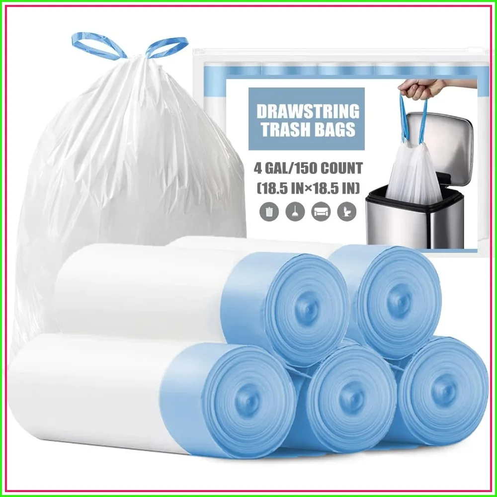 4-Gallon Drawstring Trash Bags (150 Count) - Unscented, Tear-Resistant for Home, Office & Bathroom