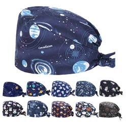 Whale Printed Surgical Scrub Caps Medical Nursing Hat Mujer Dental Skullcap Veterinary Gorro Botton Clinical Nurse Caps M979