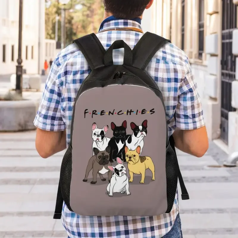 Mochila personalizada divertida para hombre y mujer, bolsa informal para ordenador portátil con diseño de Bulldog Francés, Bulldog Francés, para estudiantes universitarios, bolsas de animales y perros