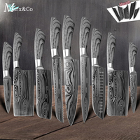 Kitchen Knife 7Cr17 440C Stainless Steel Japanese Santoku Knives Set Chef Cleaver Knife Damascus Pattern Utility Slicing Tool