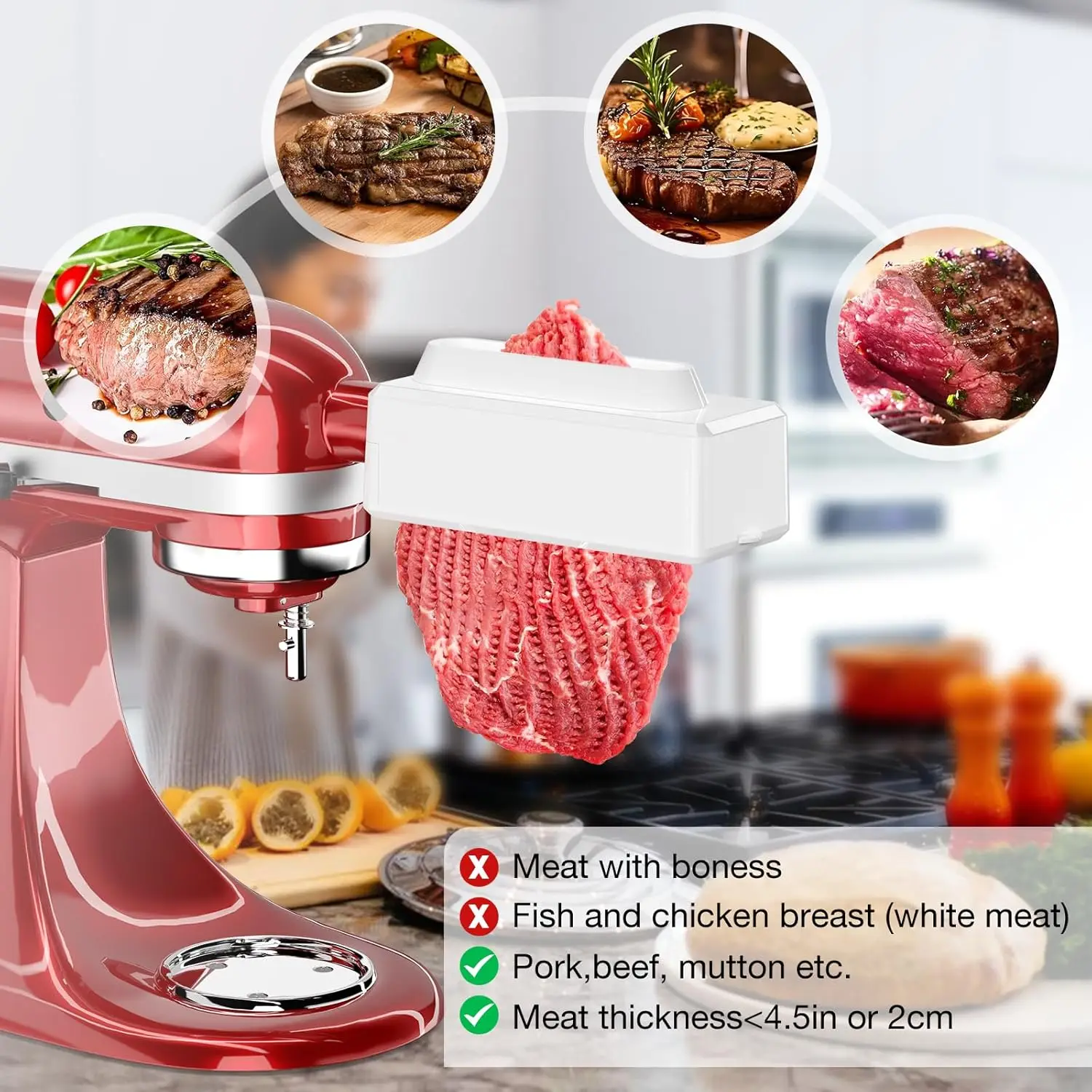

Meat Tenderizer Attachments for KitchenAid Stand Mixers, Accessories for KitchenAid with Stainless Steel Gears Accessories