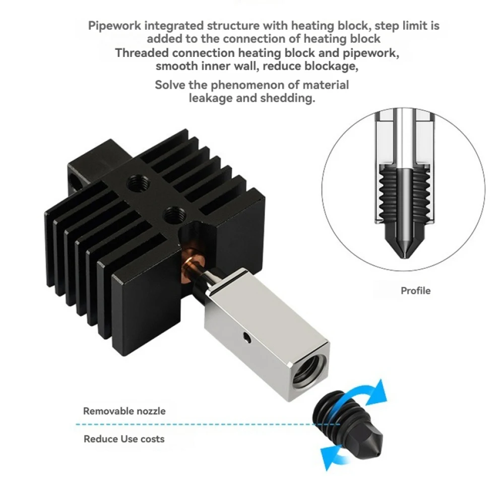 Комплект печатающей головки Модернизированный керамический блок с горячим концом, термистор с насадкой из закаленной стали для деталей 3D-принтера X-Max3/ Plus3