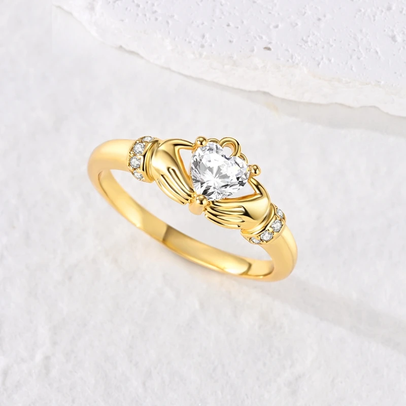 Original Infinity Heart Claddagh Cubic Zirconia Ring Silver Valentine's Fine Gift Women Jewelry Stackable Decorative Finger Ring