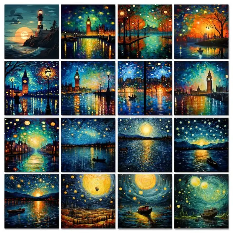 

GATYZTORY Paint By Number Night Scenery Hand Painted Painting Art Gift DIY Pictures By Numbers Drawing On Canvas Kits Home Decor