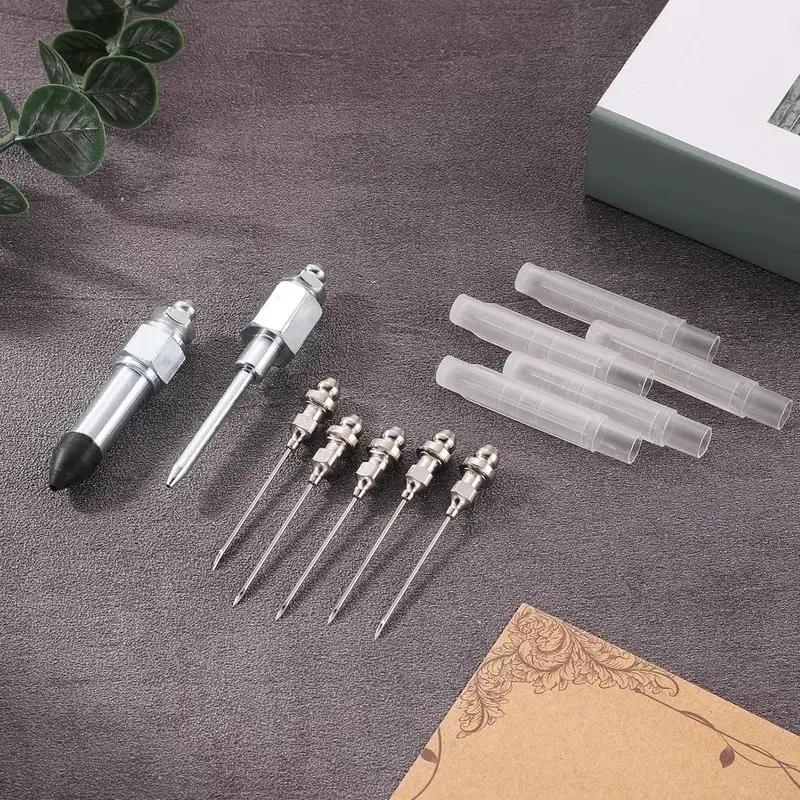 Grease Injector Needle Kit Grease Injector Fitting Tool Including 5 Grease Needle Nozzles 1 Grease Dispenser 1 Rubber Nipple