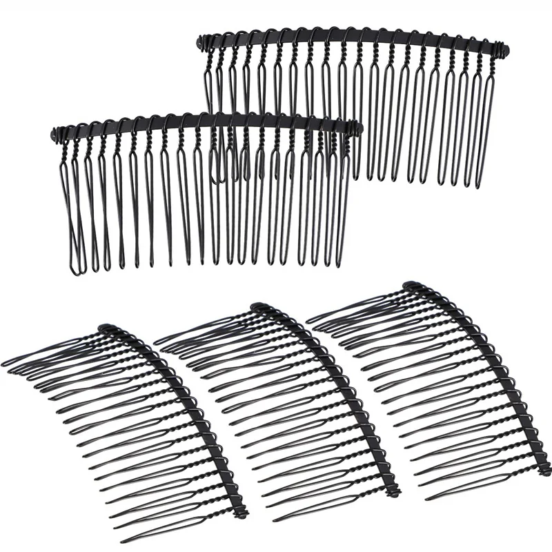 10Pcs/Lot 10/12/15/20/30Teeth Black Wire Headband Insert Comb Hair Crown DIY Bridal Wedding Headdresses Jewelry Decorative