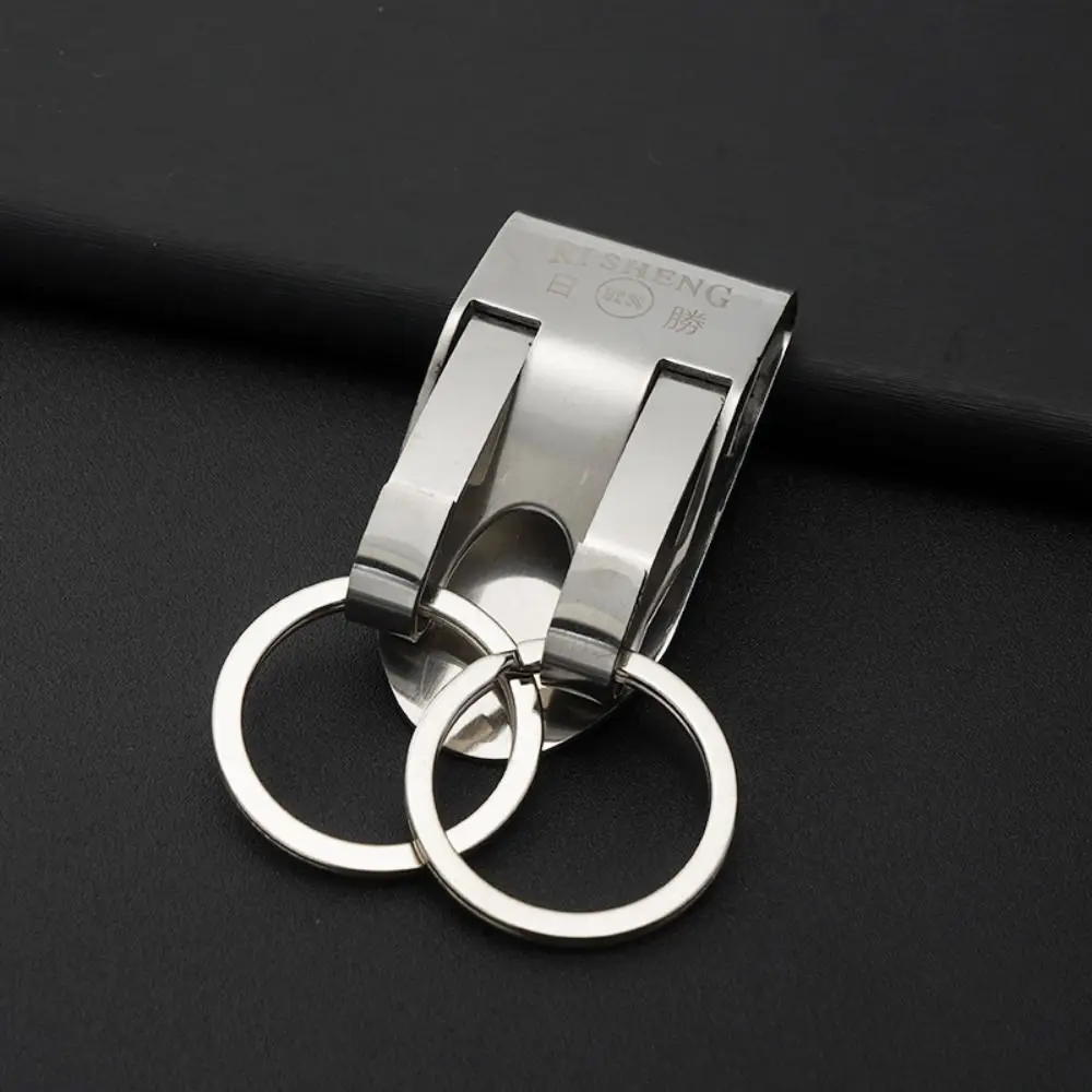 Quick Release Belt Keychain Heavy Duty Security Clip Stainless Steel Keyring Double Ring Detachable Belt Key Holder