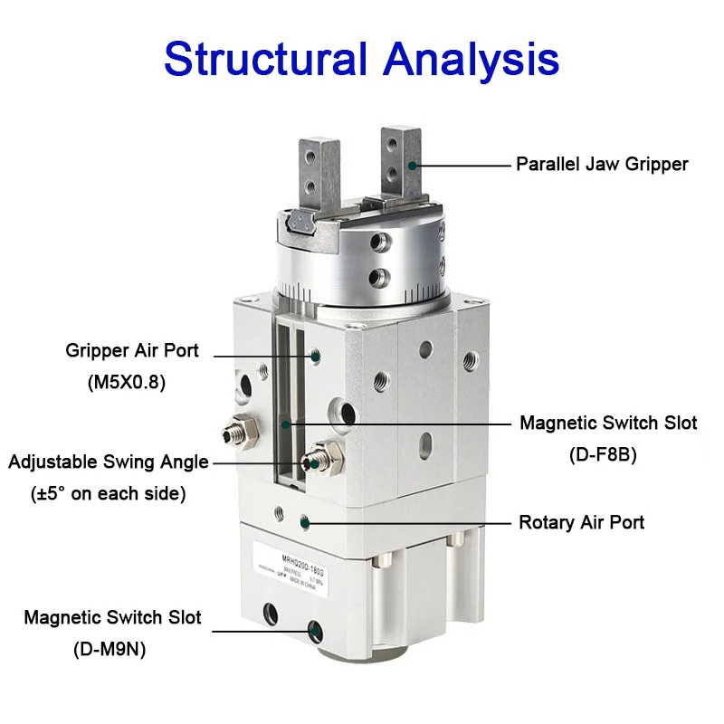NEW Type Swinging Air Claw MRHQ Rotary Clamping Finger Cylinder 10D/20D/25D-90S MRHQ16D-180S-N