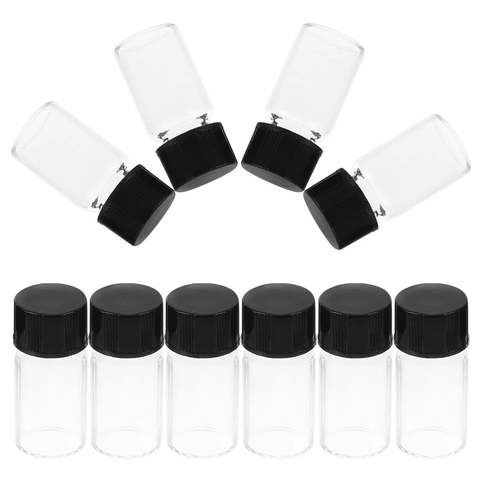 10 Pcs Vial Small Liquid Sample Vials Clear Glass for Bottle Plastic with Screw Caps