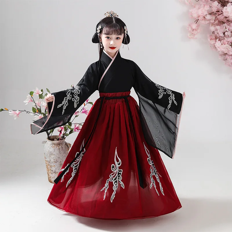 

Girls Hanfu 2024 Children's Antique Skirt Women's Antique Super Immortal Dress Elegant Little Girl Skirt Chinese Style