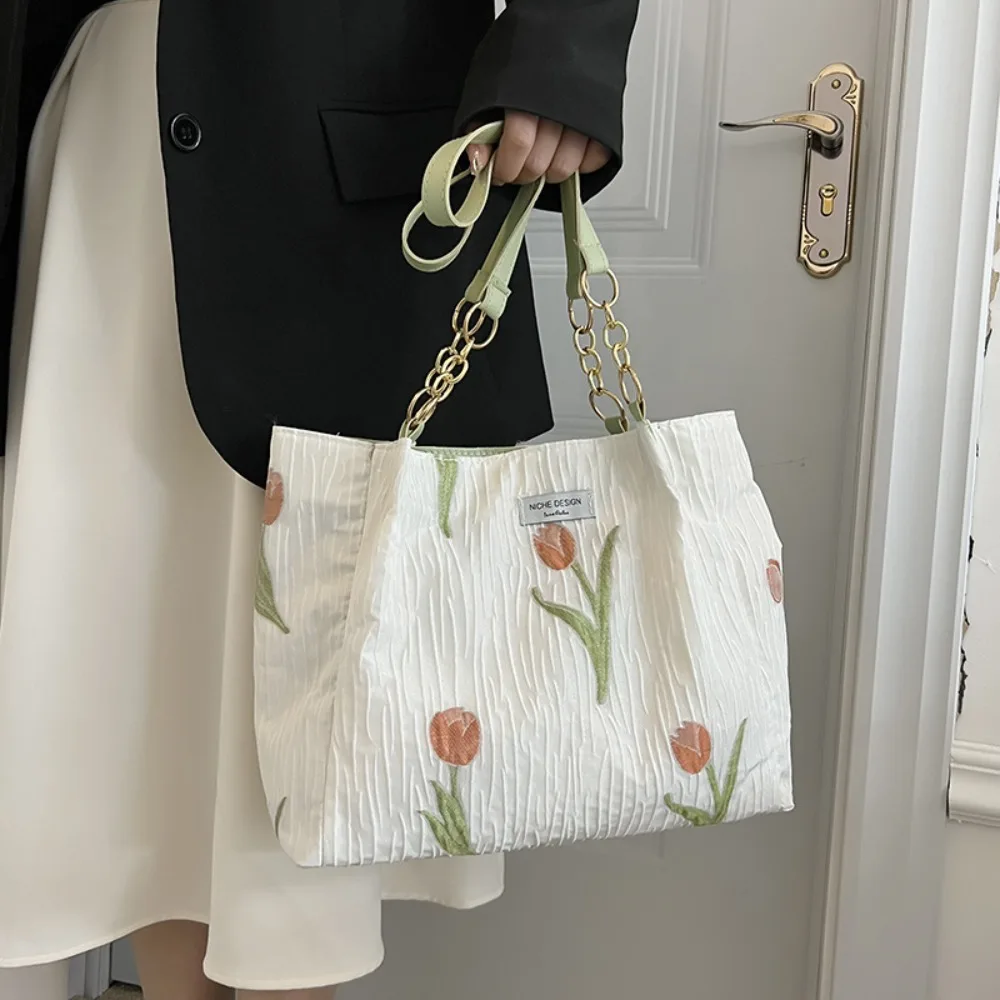 Francia borse da donna Trend Designer borse floreali Tulip The Tote Bag primavera estate Pearl Sac A Main Femme borsa A tracolla