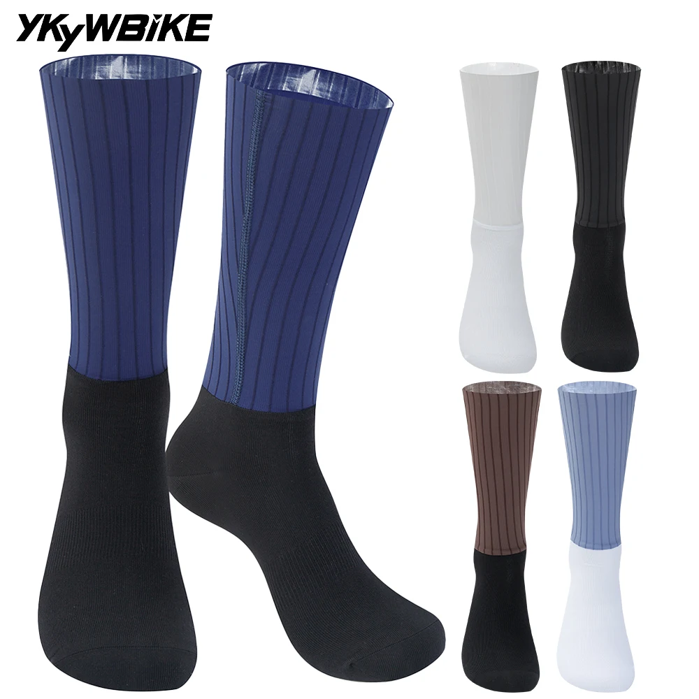 YKYWBIKE Pro Aerodynamic Cycling Socks Aero Stripe Lightweight Road Bike MTB Race Bicycle Sports Team Socks