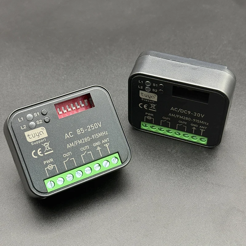 Tuya WiFi Accorto Ricevitore RX-MULTI 280MHz-868MHz Telecomando per cancello 9V-30V 85V-250V Apriporta da garage Barriera Trasmettitore 2CH