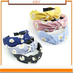 1pc Daisy Headbands Middle Knotted Headband Printing Headwear Fabric Popular Hair Accessories