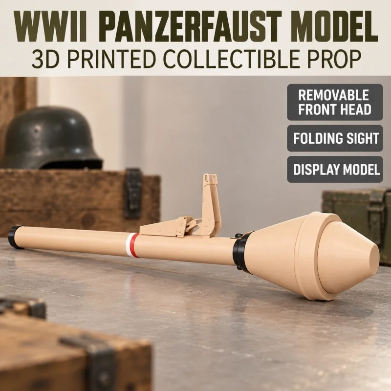 3D Printed Panzerfaust Nonfunctional 1:1 Movable German Rocket Replica Prop WWII Collectible Model Display Decor Gift for Fans