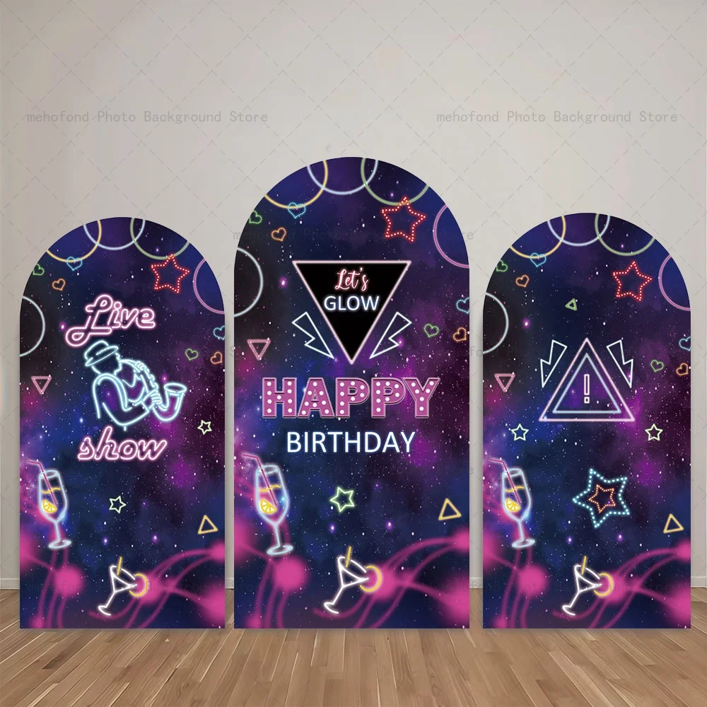 

Фон с аркой Mehofond, флуоресцентная вечеринка, тема дня рождения, звезда любви, детский декор для дня рождения, студийный фон для фотосъемки