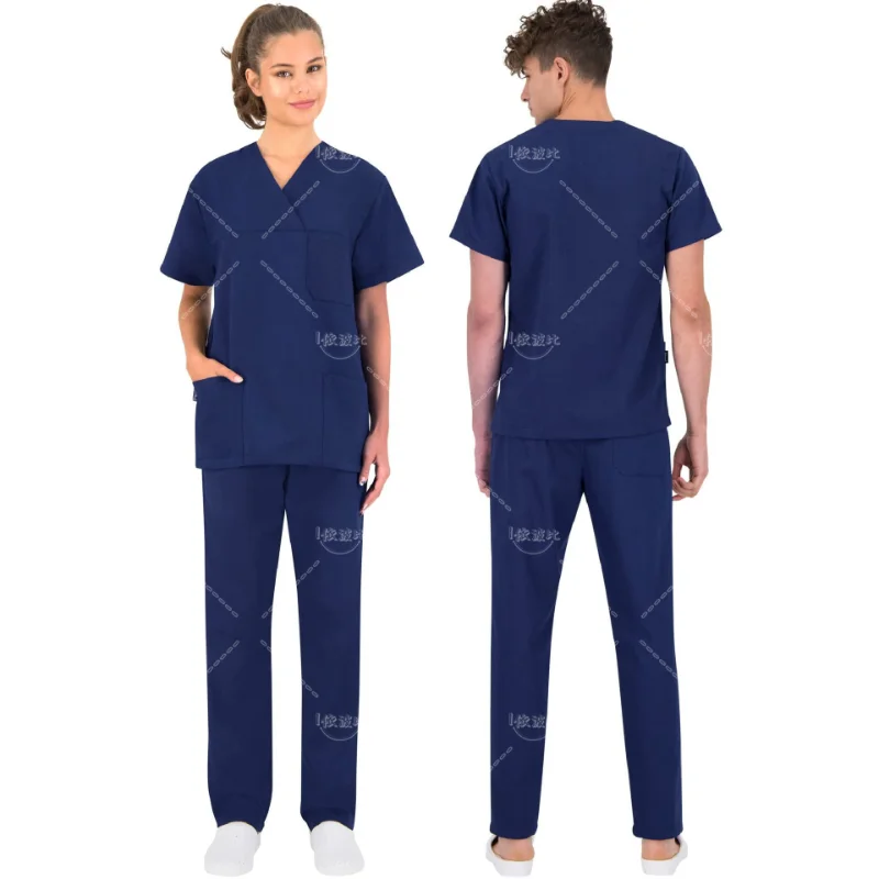 Nurse Uniform Medical Uniform Lab Set, Male & Women Wholesale Clinic Hospital Doctor Overalls V-Neck Fashion Scrub