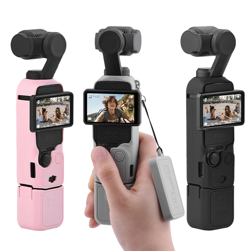 Para dji osmo pocket 3 capa de silicone gimbal câmera anti-risco alça macia capa protetora lente capa anti-colisão