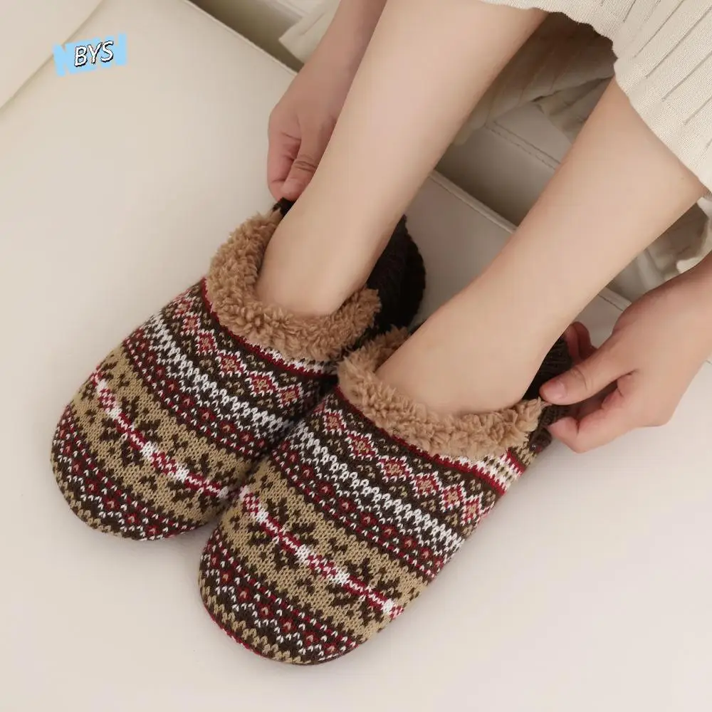 

Simple Knitted Winter Floor Socks Anti-slip Warm Thicken Plush Socks Soft Snowflake Fleece Sleeping Socks Women