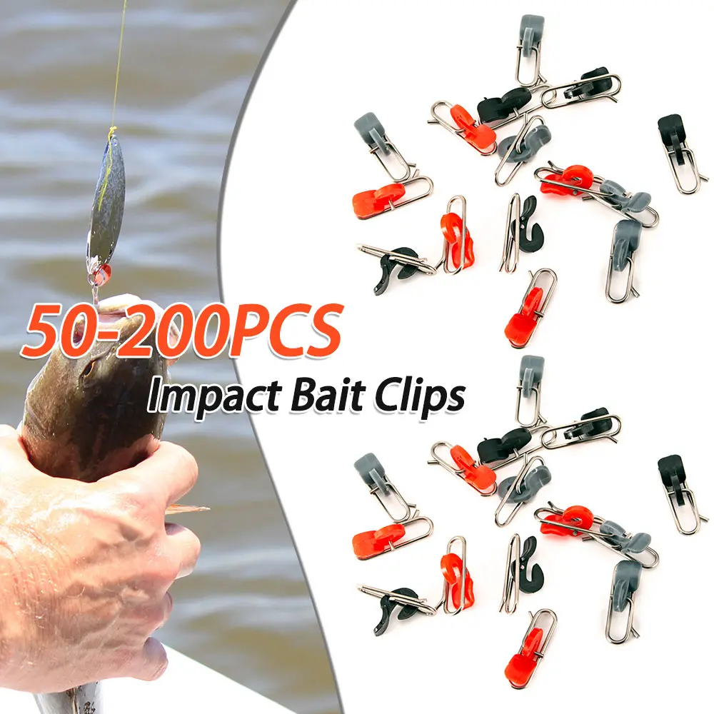 50-200pcs Stainless Steel Impact Bait Clip IMPS Impact Bait Fishing Lure Clip Outdoor Fishing Hook Decoupling Swivel Shank Clip