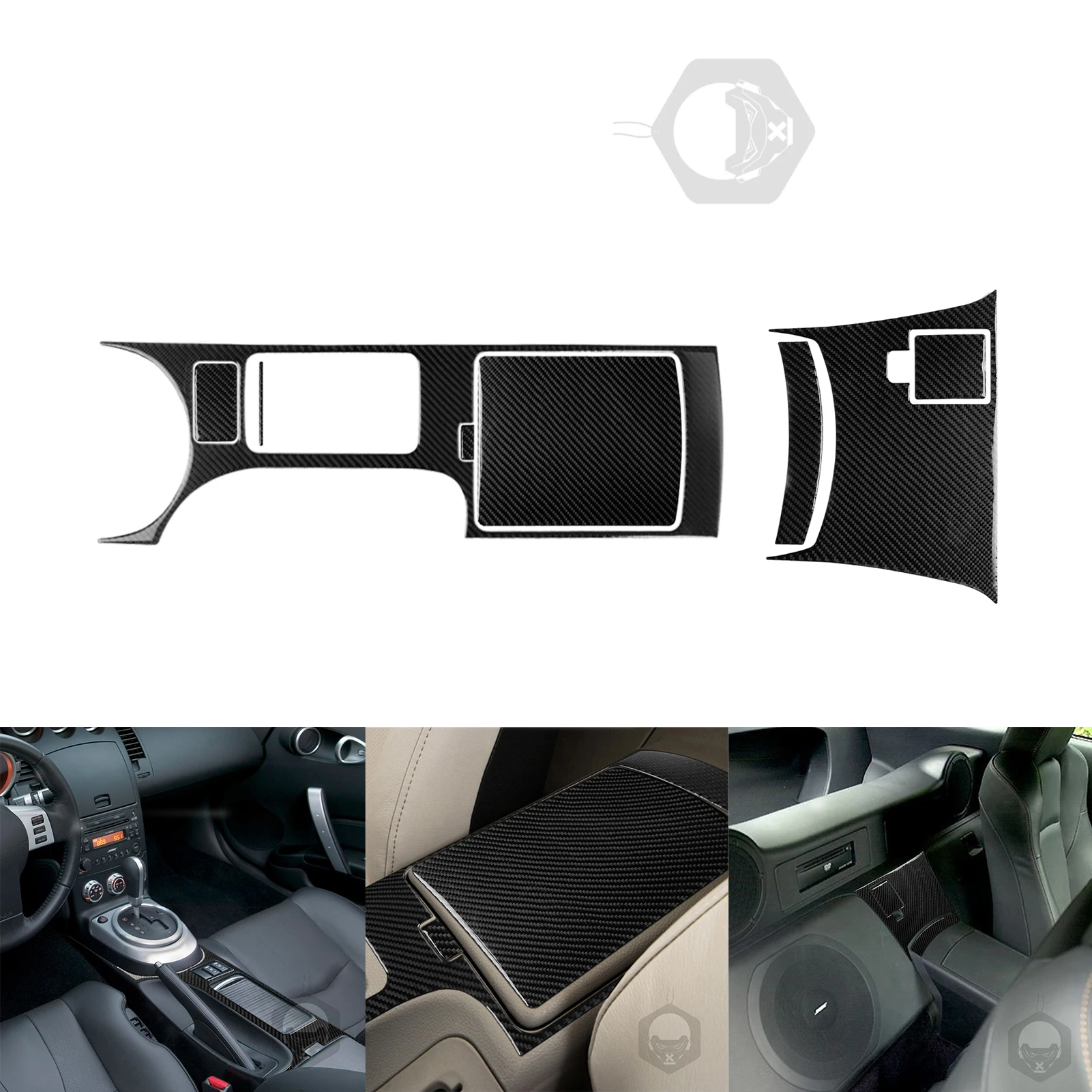 

For Nissan 350Z 2006-2009 Refit Carbon Fiber Wood grain Accessories Car Interior Center Console Seat Control Trim Sticker set