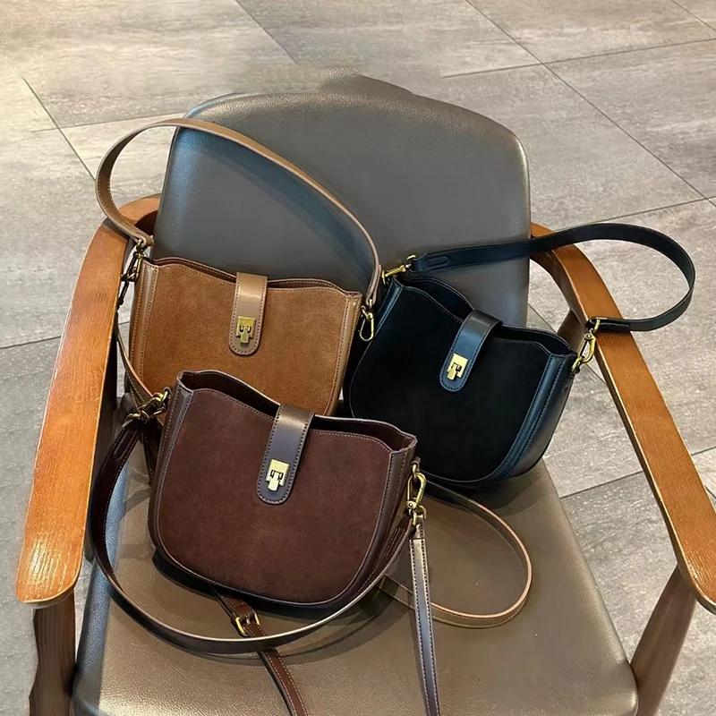 

Women Suede Leather Bag Shoulder Handbag and Purses Luxury Designer Bags Chic Fashion Lady Trend Satchel Handbag 2025 New Sale