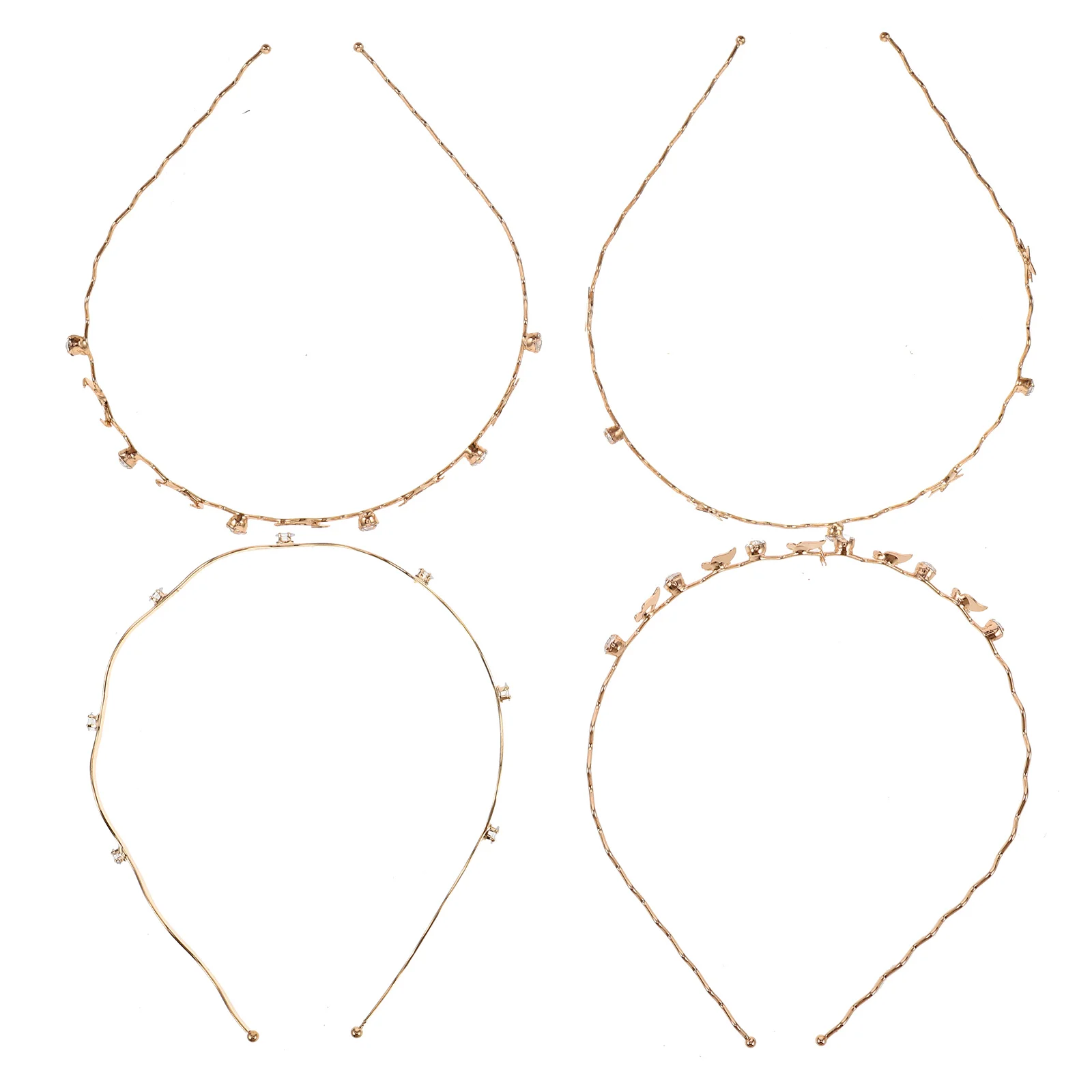 

4Pcs Metal Wave Headb s for Women Wire Rhinestone Bridal Headpiece Lightweight Hair B Trendy Accessories Everyday Use