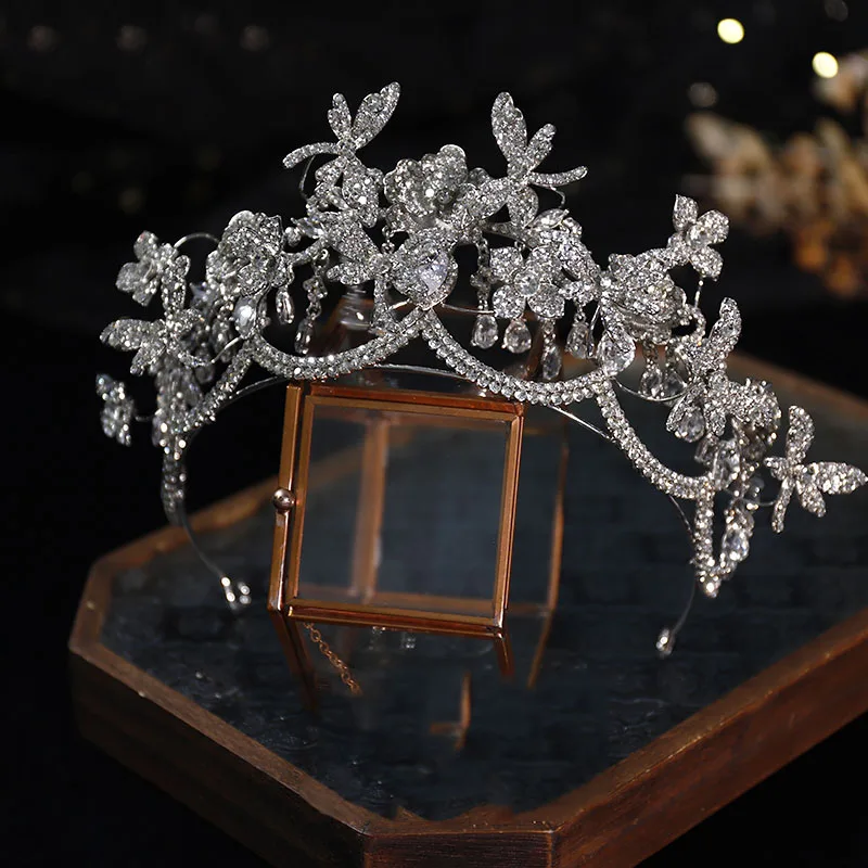 High-End New Bride Hair Crown Headpiece Fashionable Dynamic Wedding Princess Queen Party Evening Dress Headwear Accessory