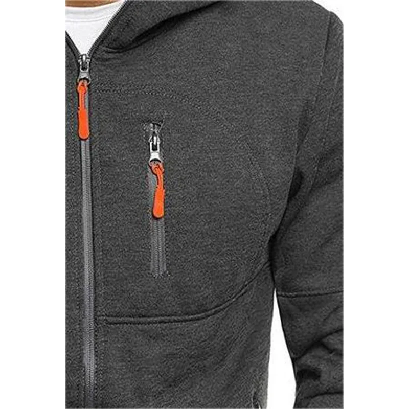 Solid color men\'s hooded jacket Casual long-sleeved hoodie Zipper Gym sports hoodie Spring Fall