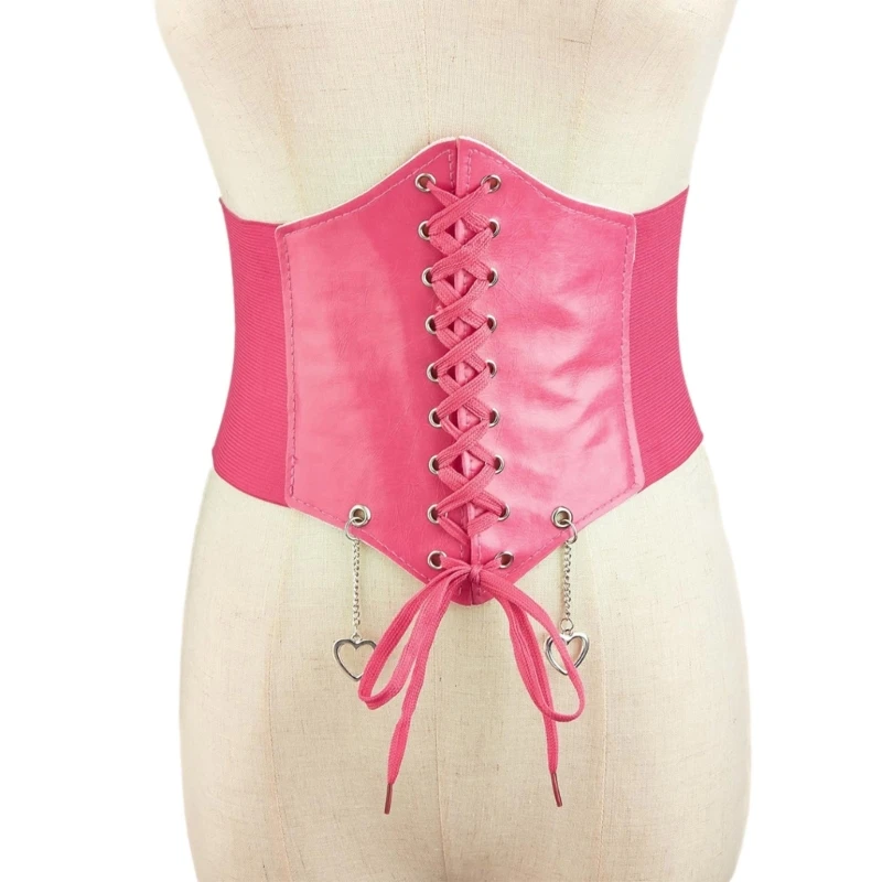 Ceinture extensible pour femmes, avec pendentif chaîne en forme cœur sous le buste, Corset polyvalent pour bal promo