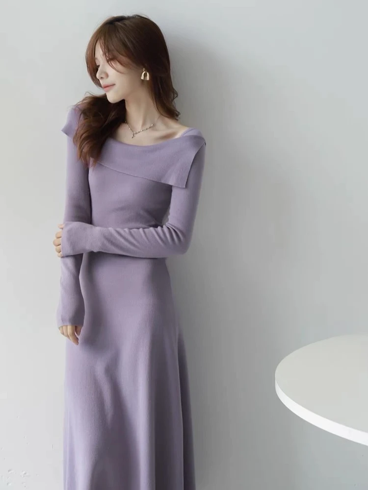 Feminino vestido de malha bodycon manga cheia chique e elegante muito quente roupas elásticas praia um ombro vestidos de crochê feminino