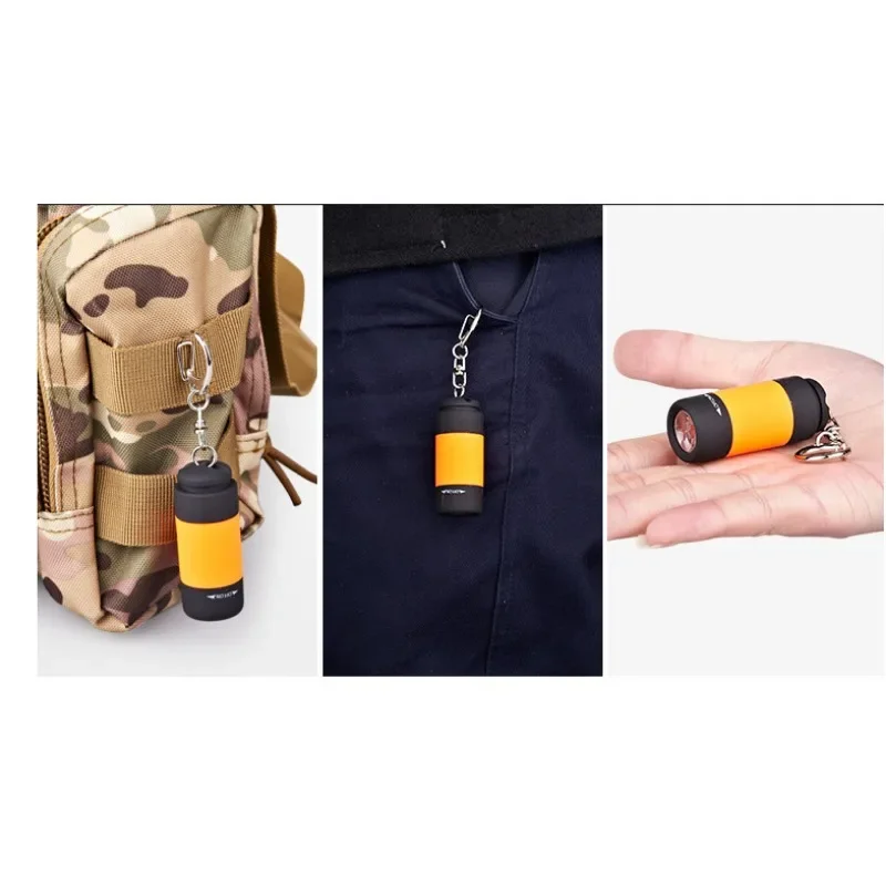 عصا سلسلة مفاتيح بمصباح LED للدفاع قابل لإعادة الشحن لحالات الطوارئ؛ مصباح جيب مدمج للأنشطة الخارجية