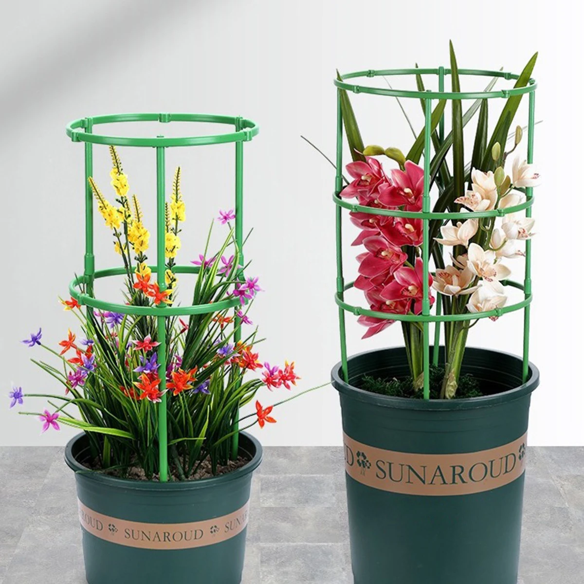 9 Pcs/set 3 Layers Plant Support Plant Stakes Round Plant Support Ring Plastic Plant Cage Holder Flower Pot Climbing Trellis - view 3