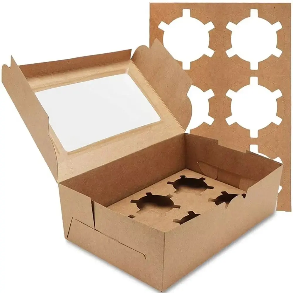 2/4Pcs Cupcake Packing Baking Packing Box 1/2/4/6 Grids Transparent Window Gift Package Boxes with Tray For Cake Muffins