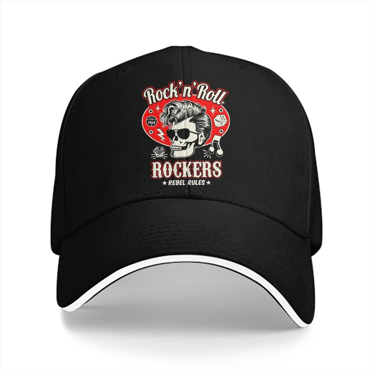 Multicolor Hat Peaked Men's Cap Skull Dice Rockers Personalized Visor Protection Hats