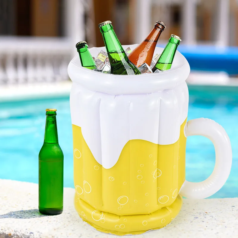 

1Pc Inflatable Ice Bucket Pvc Beer Drink Cold Mugs Coolers Summer Pool Beach Water Waterproof Drinking Cup Home Bar Party Decor