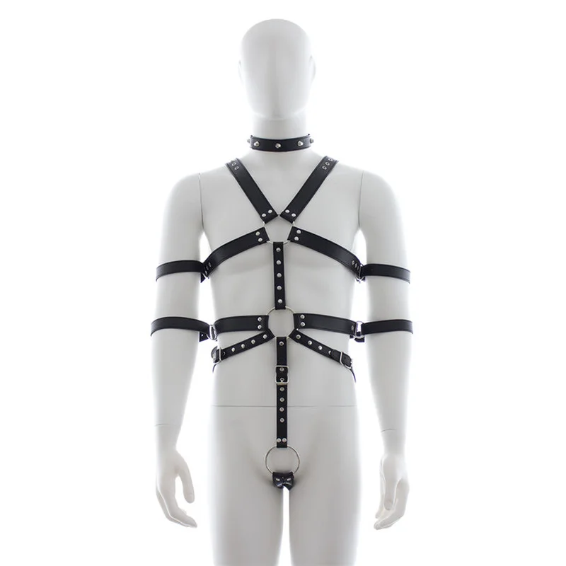 Sexy Mens Gay PU Leather Full Body Chest Harness Bondage Open Penis Ring BDSM Night Clubwear Sex Tools for Gay Male 18+ - Image 6