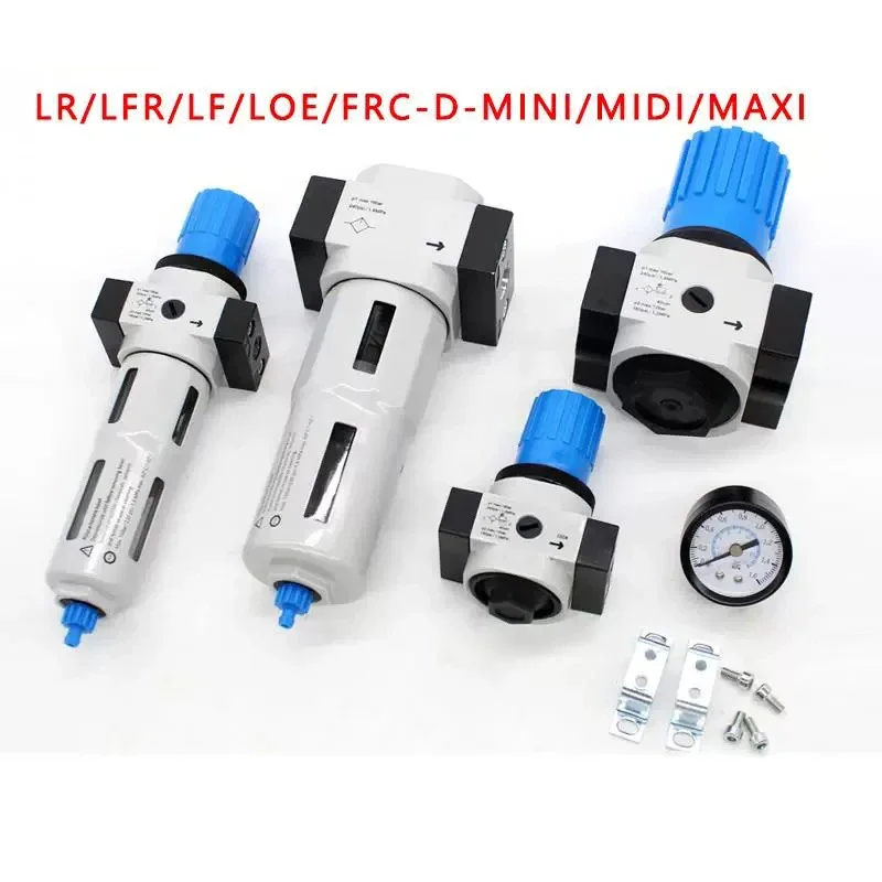 HLH LF LR LFR Type 1/8 1/4 3/8 1 Inch Air Filter Processor Water Oil Separator With Pressure Gauge LR-1/8-MINI LFR-3I8-MIDI  3I4
